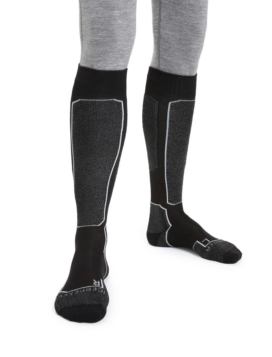 Black Men\'s Icebreaker Merino Ski+ Light Over the Calf Socks | USA 1014HAPK